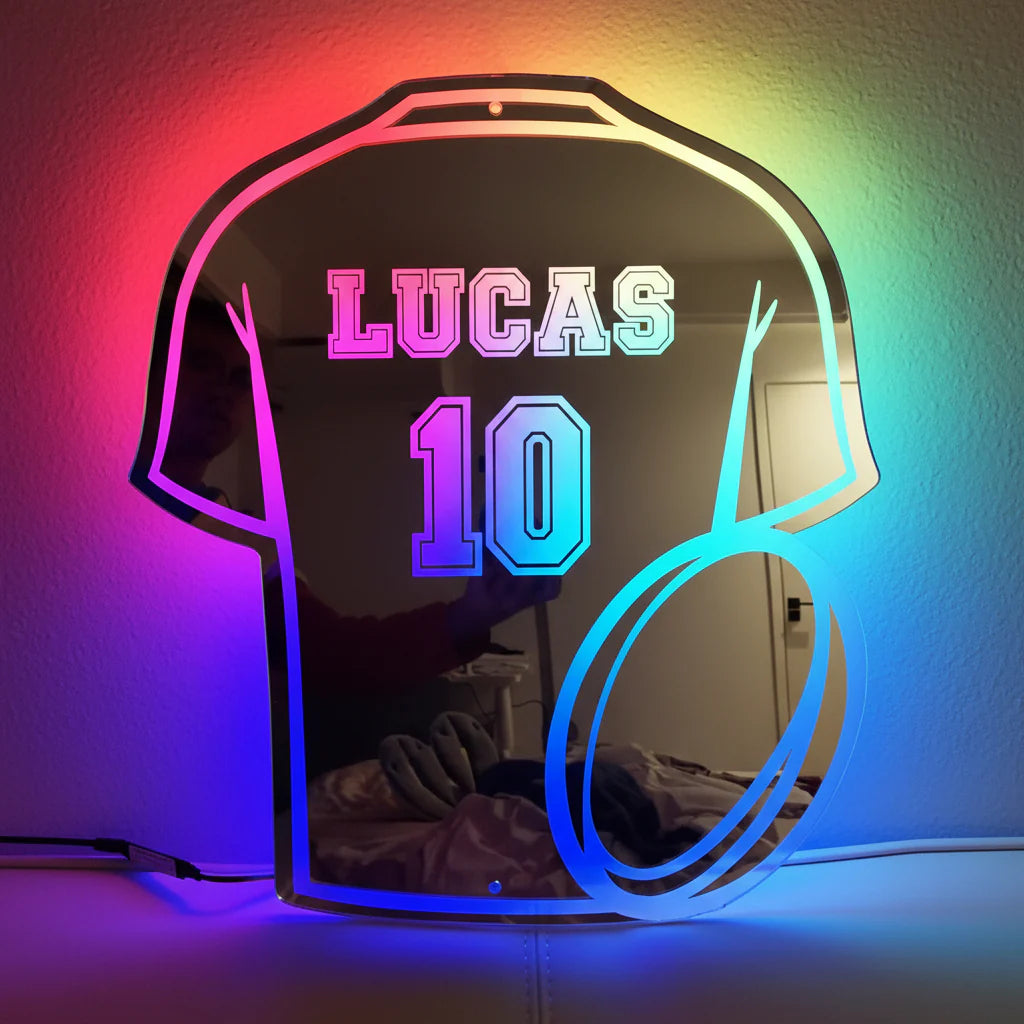 LumiRugby | Lampe Miroir Personnalisée LED Rugby