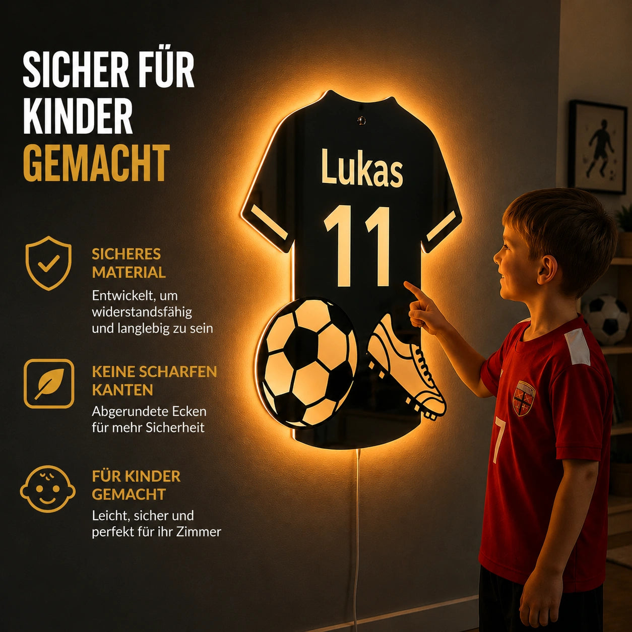 LumiGoal | Personalisierter LED Fußballspiegel