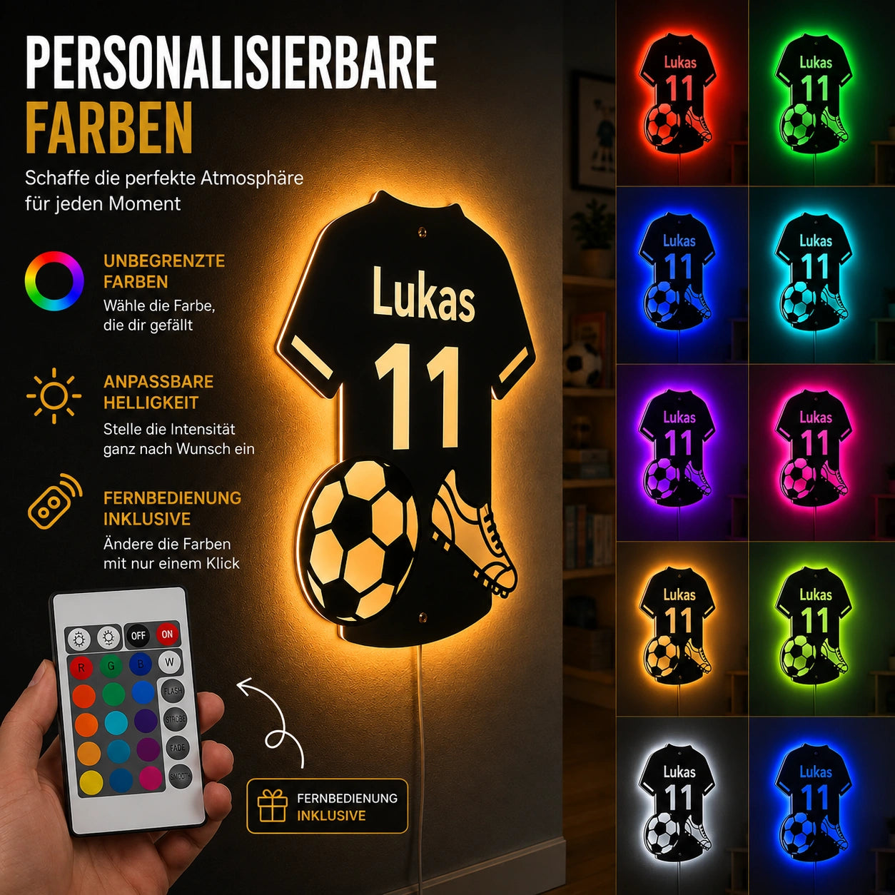 LumiGoal | Personalisierter LED Fußballspiegel