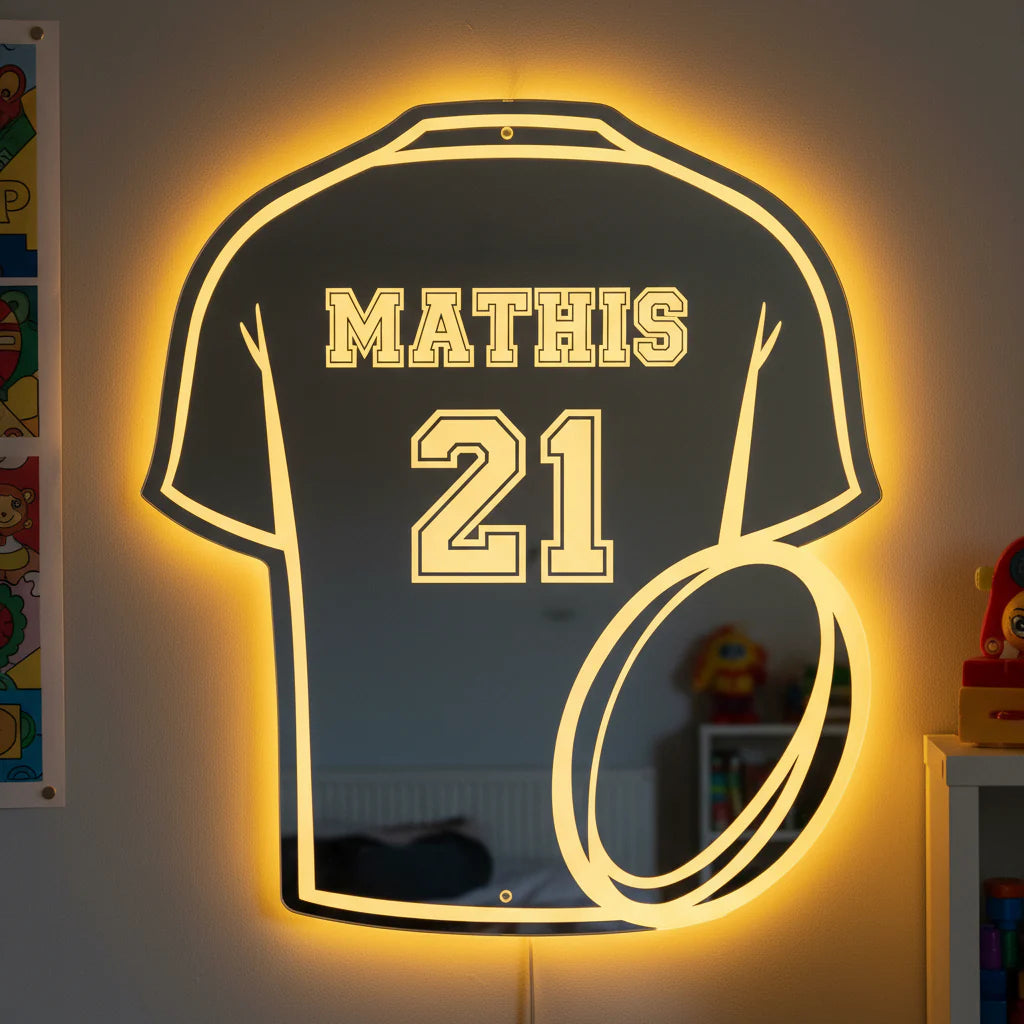 LumiRugby | Lampe Miroir Personnalisée LED Rugby